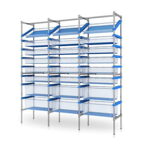 Nickle Chrome Wire Shelving Units 610mm (D) - 5 Tier Mobile