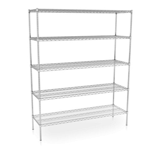Nickel Chrome Wire Shelving Units 489mm (D) - 5 Tier Static - Medsales