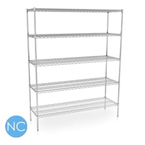 Nickel Chrome Wire Shelving Units 610mm (D) - 5 Tier Static - Medsales